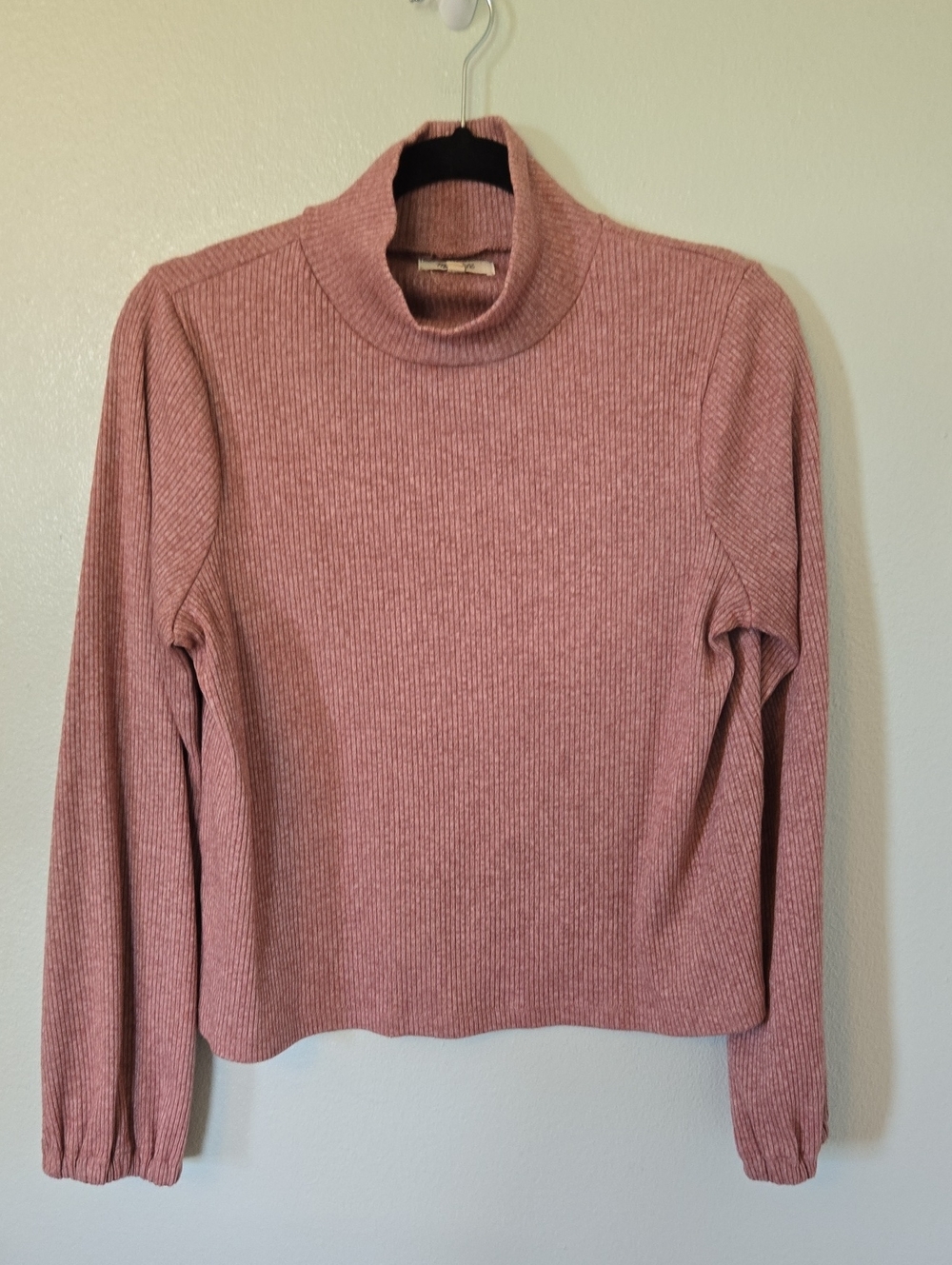 Madewell | Heathered Pink Rib Knit Mock Neck Sweater Size XL